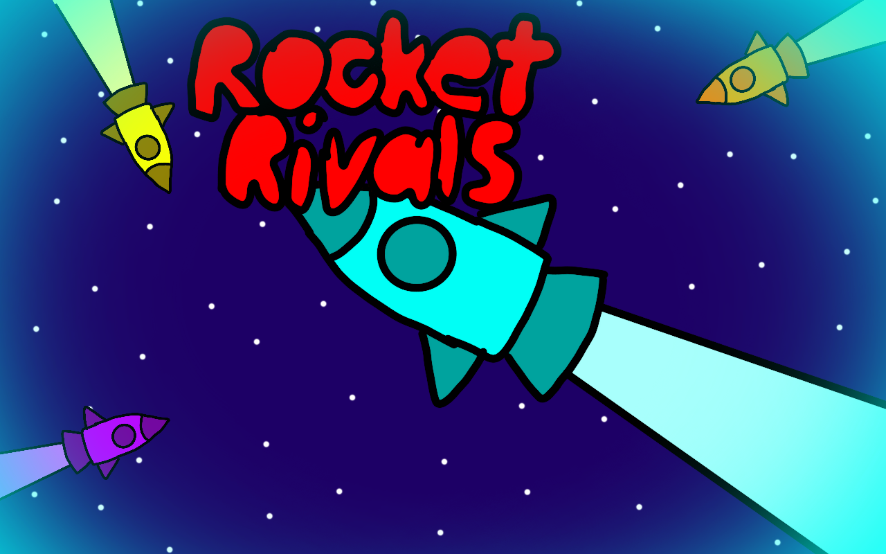 Rocket Rivals loading artwork with rockets flying through space